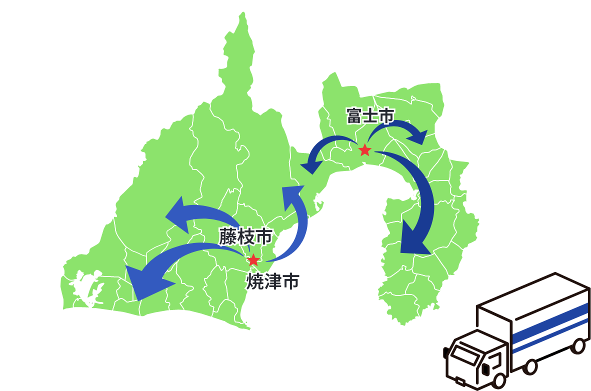 2拠点で静岡県内の配送を網羅！